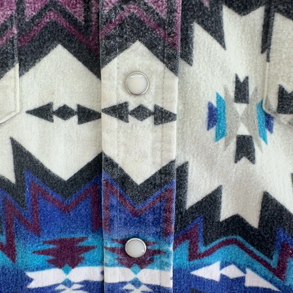 Wrangler VTG Button Brushpopper Southwestern Aztec Western Shirt Men's 17 USA - Picture 3 of 10